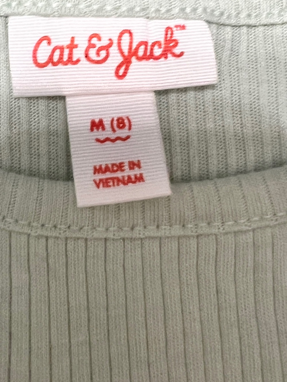 Cat & Jack Girls' Sage Green Ribbed Short Sleeve Dress - Picture 3 of 3
